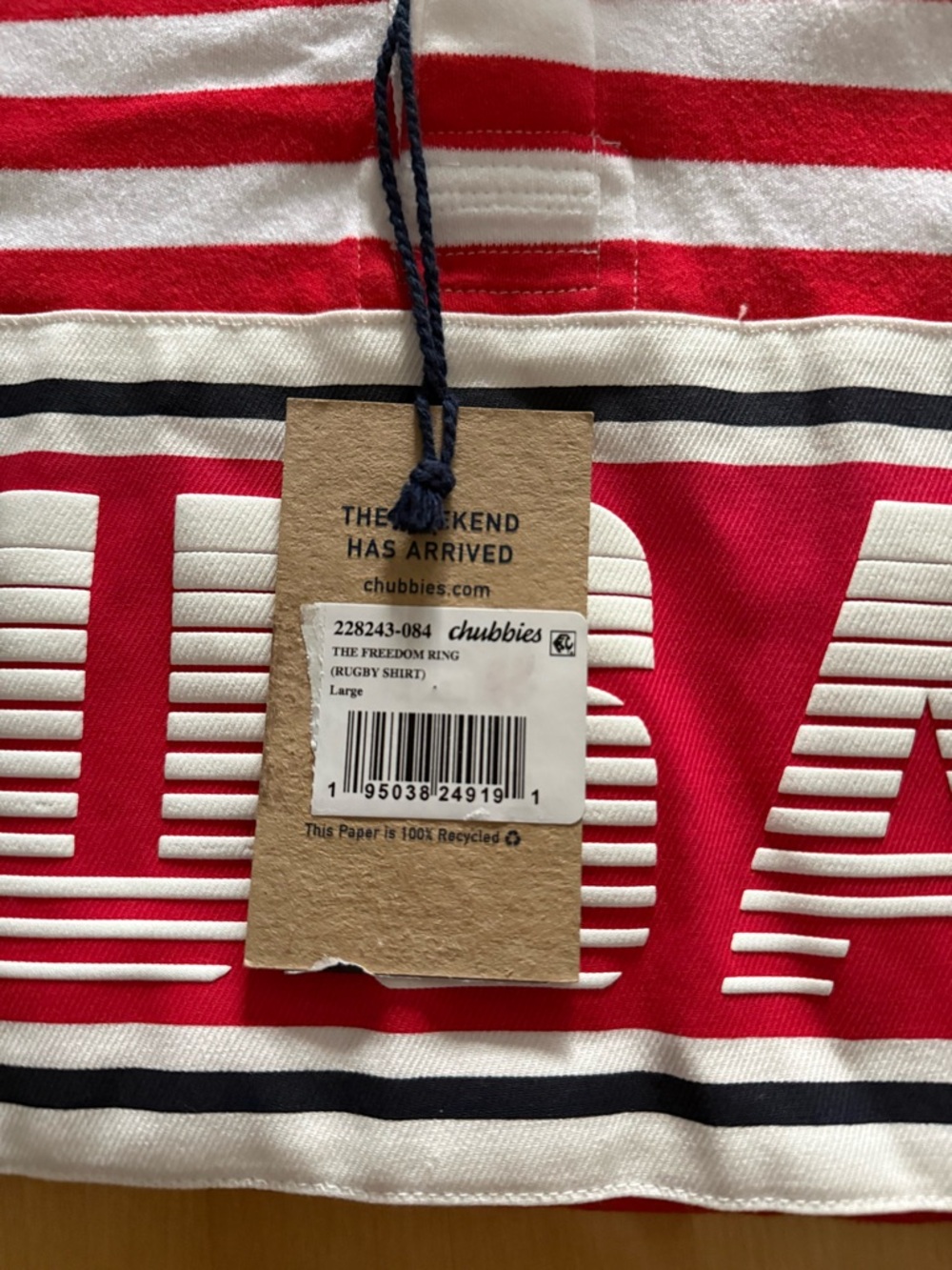 chubbies USA Striped Rugby Shirt Patriotic Stars & Stripes LS Polo Large NWT - Picture 6 of 7